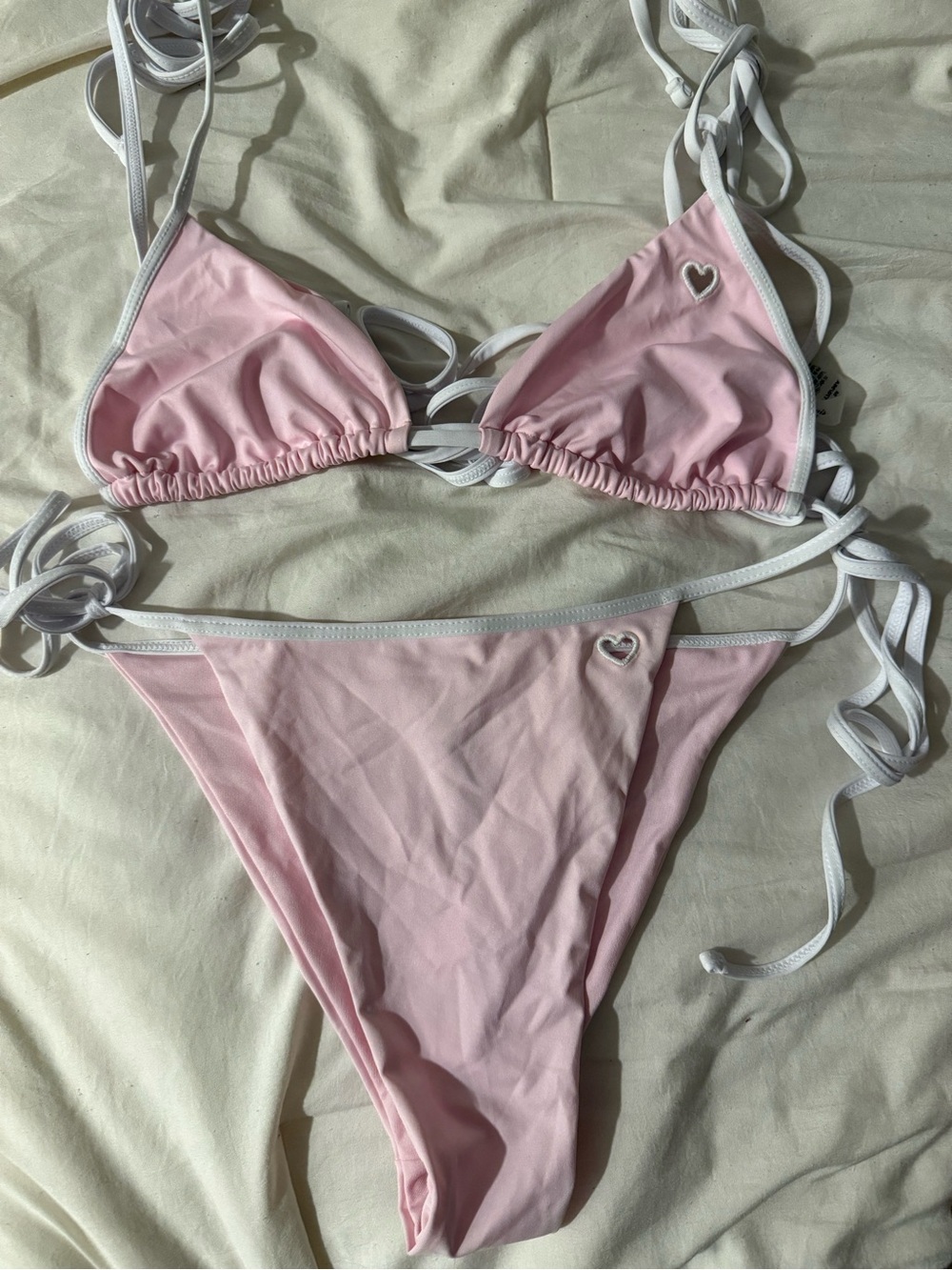 Victoria secret x Frankies bikini pink heart two piece swim set